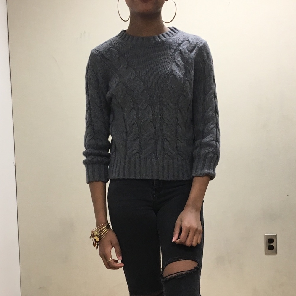 Grey Knit Sweater Ann Taylor